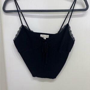 Black Lace Trim Camisole Top